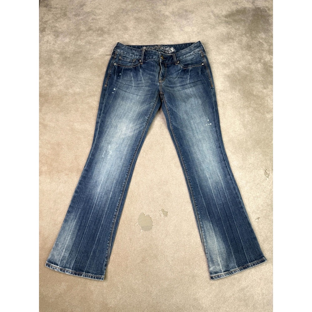 Express Bootcut Jeans Womens 6S Blue Denim Cotton Stretch Medium Wash Low Rise